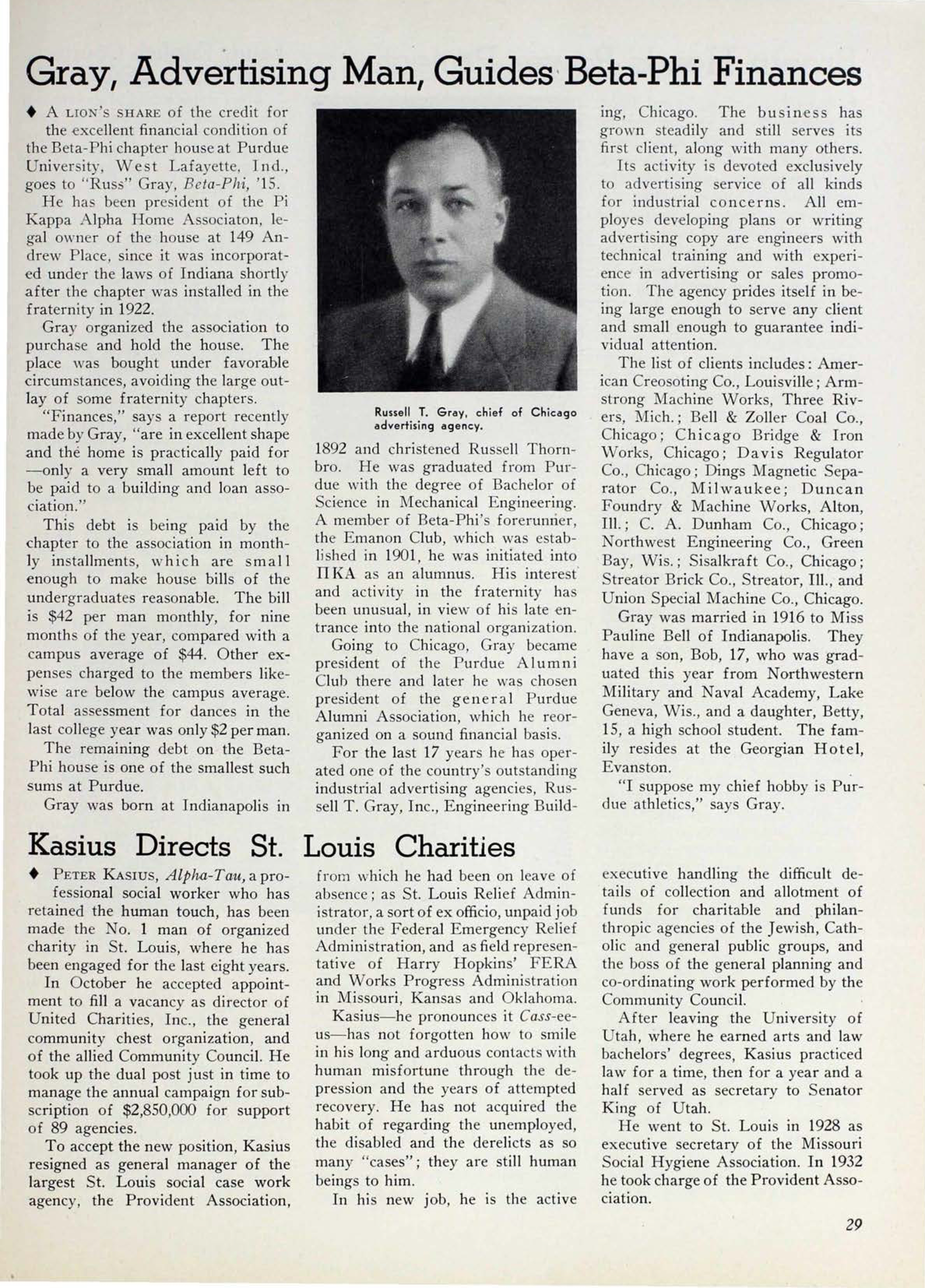 Gray Advertising Man, Guides Beta Phi Finances